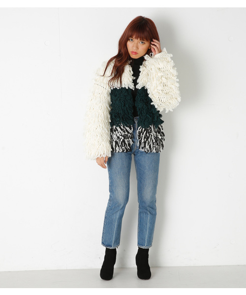 SLY（スライ）の「VOLUME LOOP LG COAT（その他アウター・レディース・マルチ/オフホワイト/ブラック・FREE）」の6枚目の写真