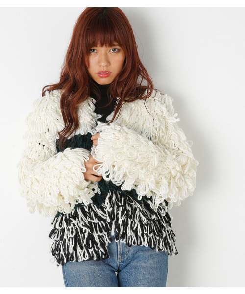 SLY（スライ）の「VOLUME LOOP LG COAT（その他アウター・レディース・マルチ/オフホワイト/ブラック・FREE）」の4枚目の写真