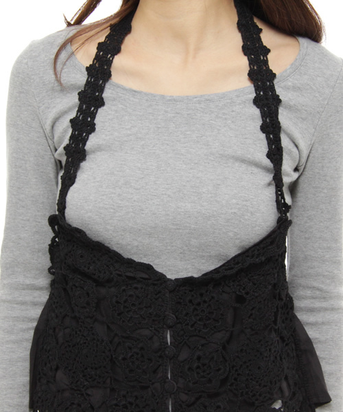 NANO universe（ナノユニバース）の「かぎ針モチーフキャミ（キャミソール・レディース・オフホワイト/ブラック・FREE）」の5枚目の写真