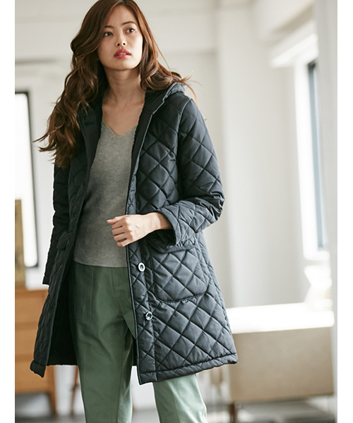 Fabia ファビア の フード付裏ボアキルティングコート Ll その他アウター Wear