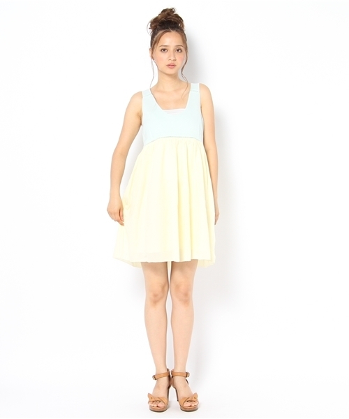 Kastane（カスタネ）の「バイカラーハシゴレースOP（ワンピース・レディース・ライトグリーン/ピンクベージュ/ブルー/ベージュ・FREE）」の11枚目の写真