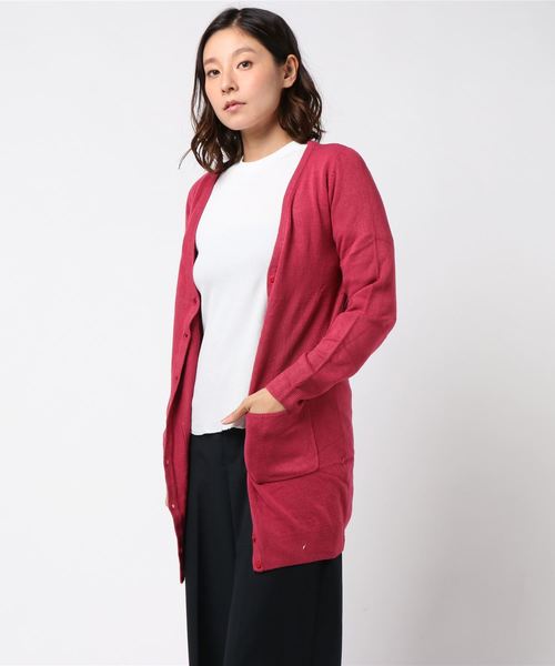 Pierrot(ピエロ)の「お家で洗えるカシミアタッチポケット付きロングニットカーディガン(カーディガン/ボレロ・レディース・バーガンディー/オフホワイト/ブラック/グレー/ブラウン系その他/ベージュ/ネイビー/インディゴブルー/モカ/ピンク系その他/グレイッシュベージュ・L/M)」の1枚目の写真