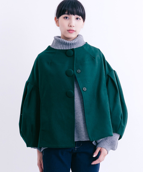 MERLOT（メルロー）の「メルトンバルーンスリーブノーカラージャケット