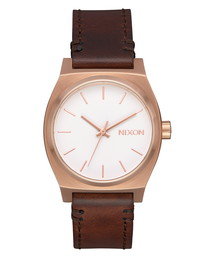 NIXON | MEDIUM TIME TELLER LEATHER NA11722630-00 ROSE GOLD/WT/BROWN(アナログ腕時計)