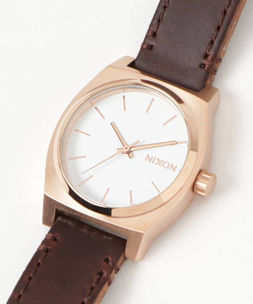 NIXON（ニクソン）の「MEDIUM TIME TELLER LEATHER NA11722630-00 ROSE GOLD/WT/BROWN（アナログ腕時計・レディース・ピンクゴールド・FREE）」の6枚目の写真