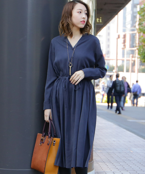 N.（N. Natural Beauty Basic）（エヌエヌナチュラルビューティーベーシック）の「ピーチノーカラーワンピース（ワンピース・レディース・グレー/ピンク/ネイビー/グリーン・MEDIUM）」の3枚目の写真