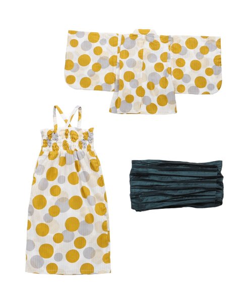 apres les cours（アプレレクール）の「ランダムドット柄浴衣セット（浴衣・キッズ・ネイビー/マスタード・100/110/120/130/140）」の11枚目の写真