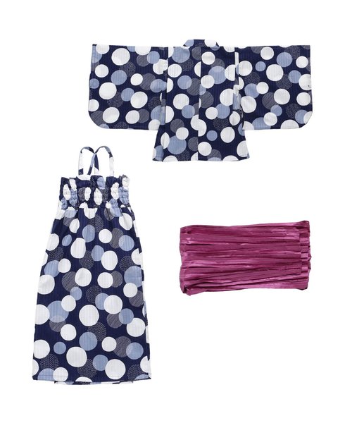 apres les cours（アプレレクール）の「ランダムドット柄浴衣セット（浴衣・キッズ・ネイビー/マスタード・100/110/120/130/140）」の12枚目の写真