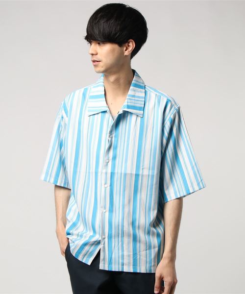 Luv maison(ラブメゾン)の「S Luv ストライプシャツ(シャツ/ブラウス・メンズ・ブルー/オレンジ・M/L/XL)」の3枚目の写真