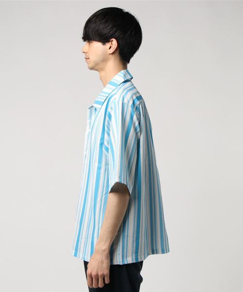 Luv maison(ラブメゾン)の「S Luv ストライプシャツ(シャツ/ブラウス・メンズ・ブルー/オレンジ・M/L/XL)」の4枚目の写真