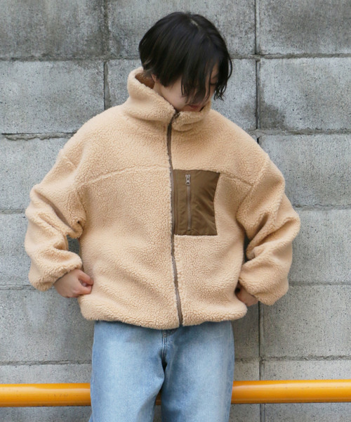 notch.（ノッチ）の「ボアハイネックブルゾン（ブルゾン・レディース・ホワイト/ブラック/ベージュ/レッド/パープル・M）」の3枚目の写真