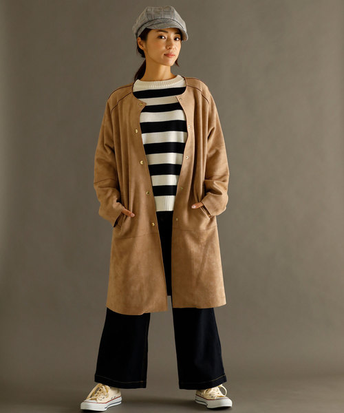 Petit Honfleur（プチオンフルール）の「太ボーダーボタン使いプルオーバー（ニット/セーター・レディース・ホワイト/グレー/ネイビー・M size/L size）」の18枚目の写真