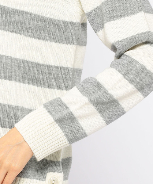 Petit Honfleur（プチオンフルール）の「太ボーダーボタン使いプルオーバー（ニット/セーター・レディース・ホワイト/グレー/ネイビー・M size/L size）」の15枚目の写真