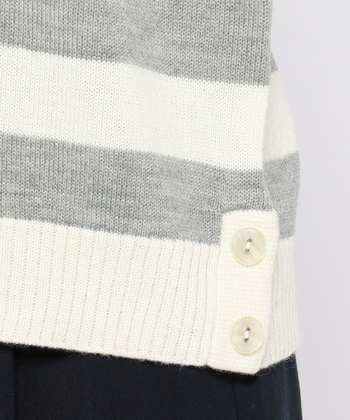 Petit Honfleur（プチオンフルール）の「太ボーダーボタン使いプルオーバー（ニット/セーター・レディース・ホワイト/グレー/ネイビー・M size/L size）」の14枚目の写真