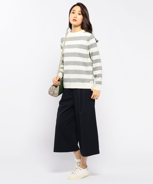 Petit Honfleur（プチオンフルール）の「太ボーダーボタン使いプルオーバー（ニット/セーター・レディース・ホワイト/グレー/ネイビー・M size/L size）」の17枚目の写真