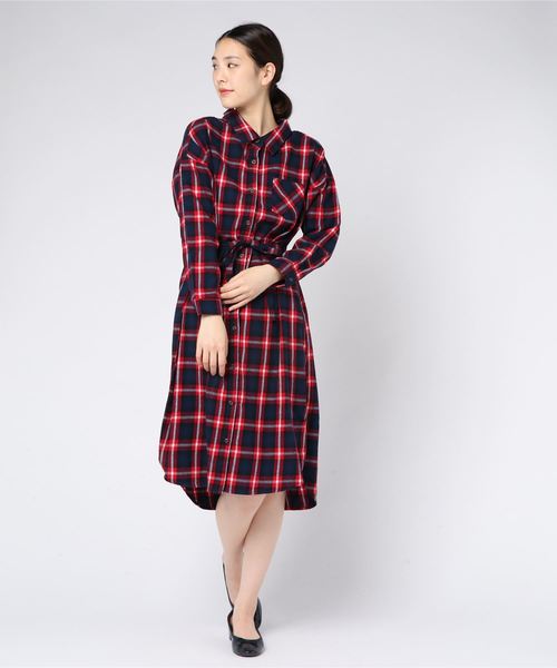 rps（アールピーエス）の「チェックロングシャツワンピース（シャツ