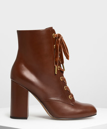 ブロックヒール レースアップブーツ / Block Heel Laced Up Boots