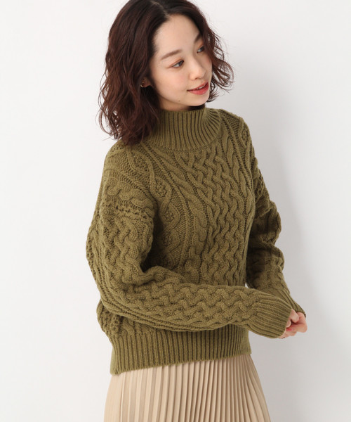 A part by（アパートバイ）の「３GANWケーブルタートル 823149（ニット/セーター・レディース・ブラック/ベージュ/オフホワイト/カーキ・FREE）」の4枚目の写真