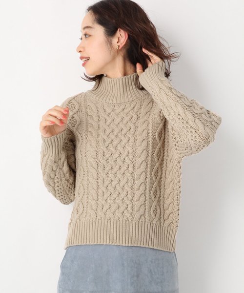 A part by（アパートバイ）の「３GANWケーブルタートル 823149（ニット/セーター・レディース・ブラック/ベージュ/オフホワイト/カーキ・FREE）」の14枚目の写真