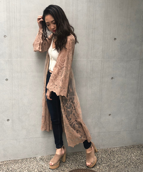 ENVYM（アンビー）の「レースガウン（その他アウター・レディース・ベージュ/ブラック/ピンク/ホワイト・FREE）」の9枚目の写真