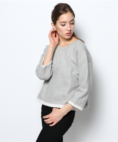 DouDou（ドゥドゥ）の「エルボーパッチTOPS（Tシャツ/カットソー・レディース・ホワイト/ライトグレー/ネイビー・FREE）」の2枚目の写真