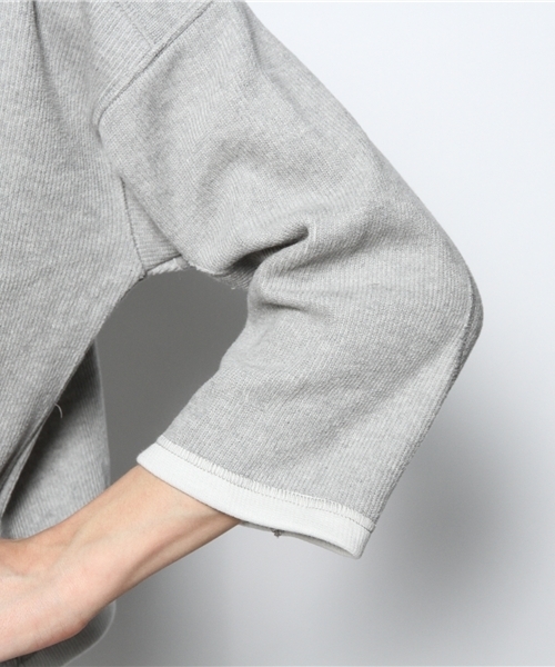 DouDou（ドゥドゥ）の「エルボーパッチTOPS（Tシャツ/カットソー・レディース・ホワイト/ライトグレー/ネイビー・FREE）」の7枚目の写真