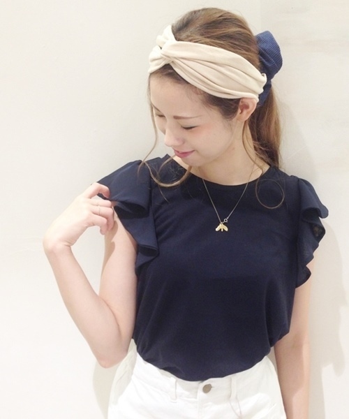 Chico（チコ）の「袖フリルT（Tシャツ/カットソー・レディース・グレー/ネイビー/ホワイト/レッド/ブラック・FREE）」の4枚目の写真