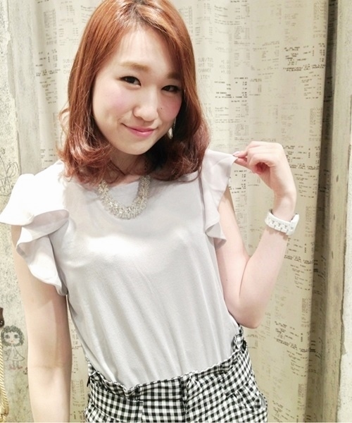 Chico（チコ）の「袖フリルT（Tシャツ/カットソー・レディース・グレー/ネイビー/ホワイト/レッド/ブラック・FREE）」の3枚目の写真