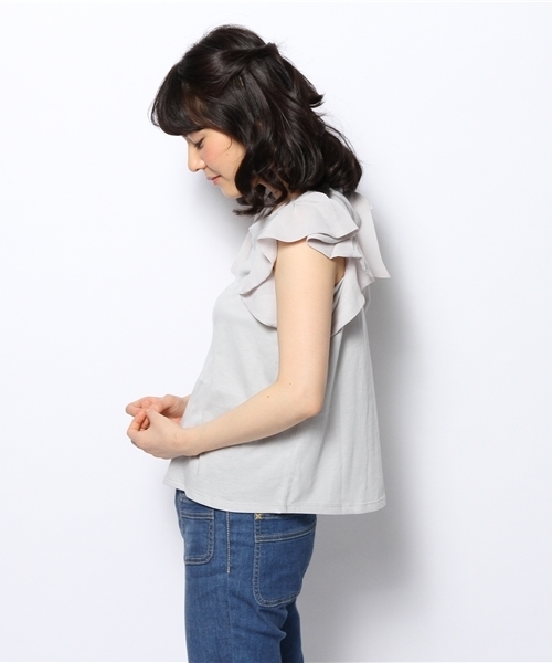 Chico（チコ）の「袖フリルT（Tシャツ/カットソー・レディース・グレー/ネイビー/ホワイト/レッド/ブラック・FREE）」の9枚目の写真