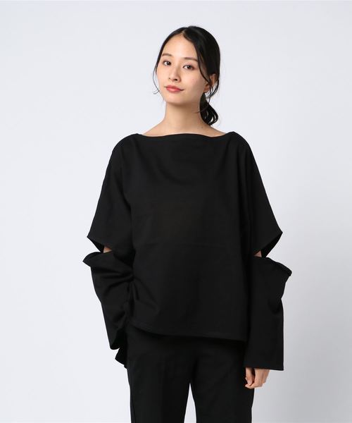 archives(アルシーヴ)の「ボーダーデザインドルマンT(Tシャツ/カットソー・レディース・ブラック/ベージュ/ホワイト×ブラック・MEDIUM)」の3枚目の写真