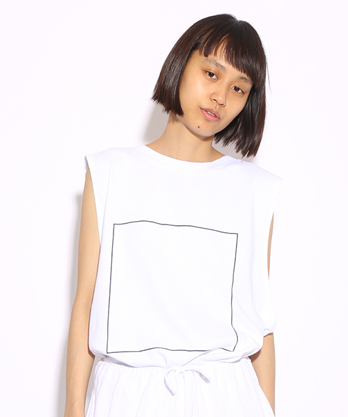 i（アイ）の「□プリントタンク（キャミソール・レディース・ホワイト/ブラック・ﾌﾘ-）」の2枚目の写真