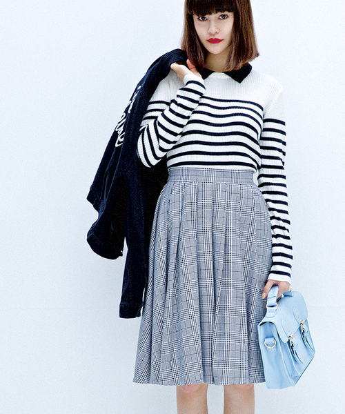 WEGO（ウィゴー）の「WEGO/チェックミディ丈タックスカート（スカート・レディース・グリーン/レッド/グレー/ブルー・FREE）」の14枚目の写真