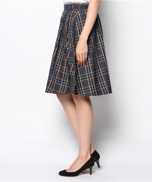 WEGO（ウィゴー）の「WEGO/チェックミディ丈タックスカート（スカート・レディース・グリーン/レッド/グレー/ブルー・FREE）」の10枚目の写真