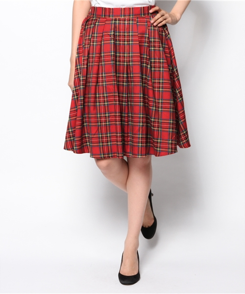 WEGO（ウィゴー）の「WEGO/チェックミディ丈タックスカート（スカート・レディース・グリーン/レッド/グレー/ブルー・FREE）」の15枚目の写真