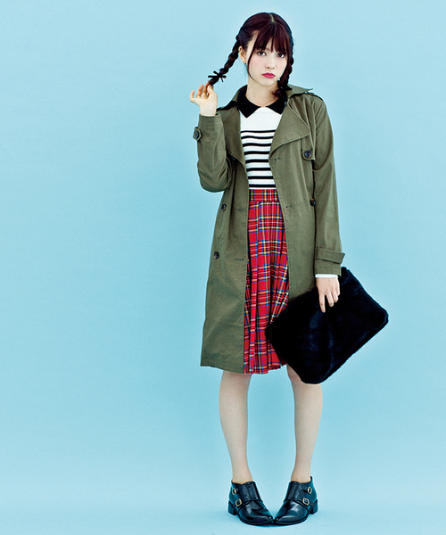 WEGO（ウィゴー）の「WEGO/チェックミディ丈タックスカート（スカート・レディース・グリーン/レッド/グレー/ブルー・FREE）」の16枚目の写真