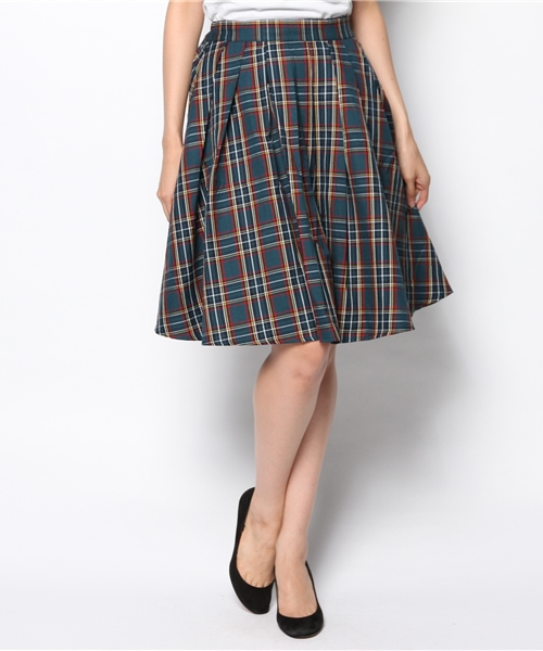 WEGO（ウィゴー）の「WEGO/チェックミディ丈タックスカート（スカート・レディース・グリーン/レッド/グレー/ブルー・FREE）」の19枚目の写真