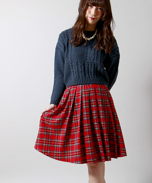 WEGO（ウィゴー）の「WEGO/チェックミディ丈タックスカート（スカート・レディース・グリーン/レッド/グレー/ブルー・FREE）」の20枚目の写真