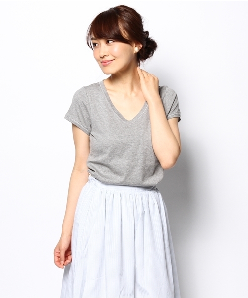 green label relaxing（グリーンレーベルリラクシング）の「GC SUPIMA/C V/N SSLⅡ Tシャツ ◆（Tシャツ/カットソー・レディース・オフホワイト/グレー/レッド/ネイビー・38/40）」の2枚目の写真