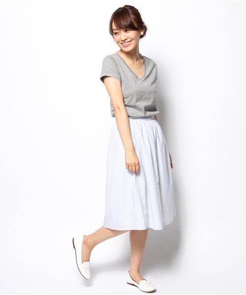 green label relaxing（グリーンレーベルリラクシング）の「GC SUPIMA/C V/N SSLⅡ Tシャツ ◆（Tシャツ/カットソー・レディース・オフホワイト/グレー/レッド/ネイビー・38/40）」の8枚目の写真