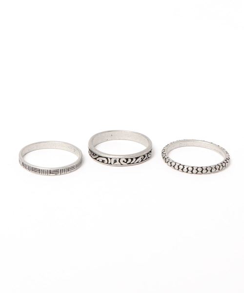 チャイハネ(チャイハネ)の「【チャイハネ】エスニックMEN'Sメタルリング3本セット(リング・メンズ・シルバー/ゴールド・FREE)」の1枚目の写真
