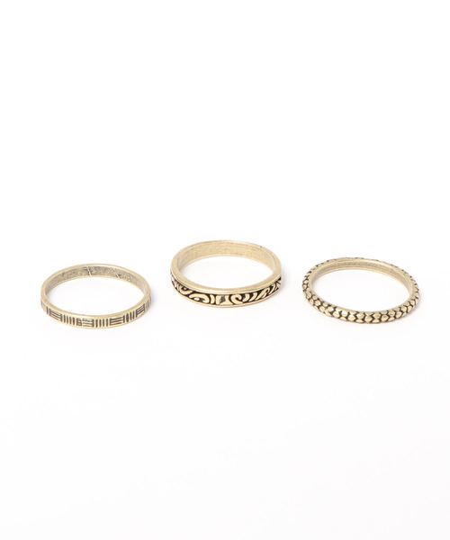 チャイハネ(チャイハネ)の「【チャイハネ】エスニックMEN'Sメタルリング3本セット(リング・メンズ・シルバー/ゴールド・FREE)」の2枚目の写真