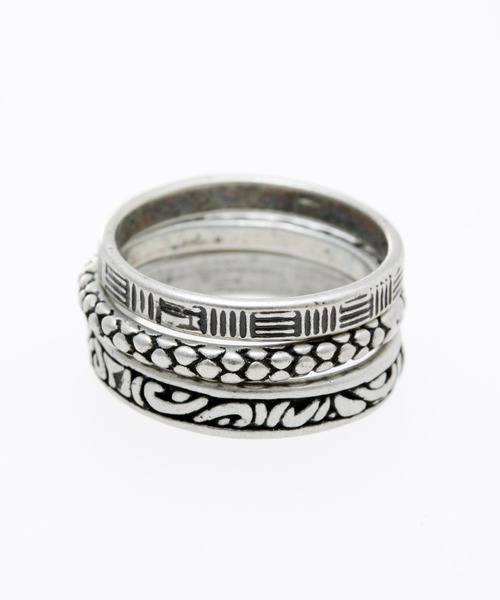 チャイハネ(チャイハネ)の「【チャイハネ】エスニックMEN'Sメタルリング3本セット(リング・メンズ・シルバー/ゴールド・FREE)」の4枚目の写真
