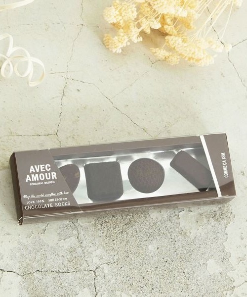COMME CA ISM(コムサイズム)の「BOXチョコ風 アンクルソックス(ソックス/靴下・メンズ・ブラック/ブラウン・27cm)」の2枚目の写真