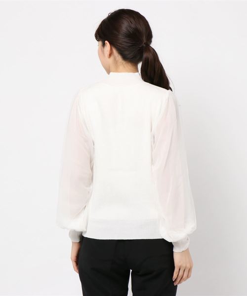 EPIMI E'PIMMY（エピミエピミー）の「チュールスリーブ×モックネックニット（ニット/セーター・レディース・アイボリー/オフホワイト/ピンクベージュ・MEDIUM）」の5枚目の写真