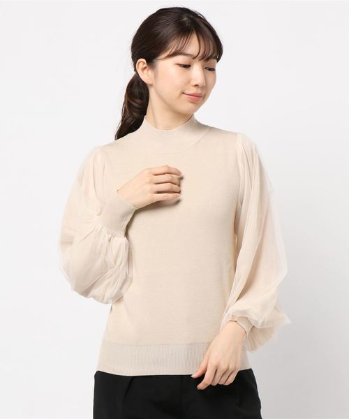 EPIMI E'PIMMY（エピミエピミー）の「チュールスリーブ×モックネックニット（ニット/セーター・レディース・アイボリー/オフホワイト/ピンクベージュ・MEDIUM）」の8枚目の写真