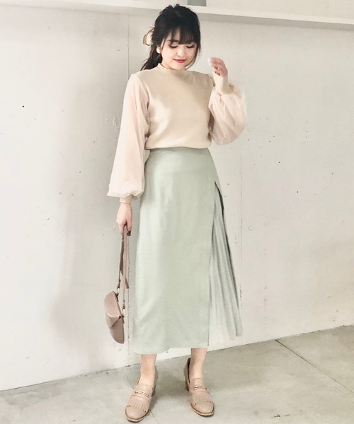 EPIMI E'PIMMY（エピミエピミー）の「チュールスリーブ×モックネックニット（ニット/セーター・レディース・アイボリー/オフホワイト/ピンクベージュ・MEDIUM）」の9枚目の写真