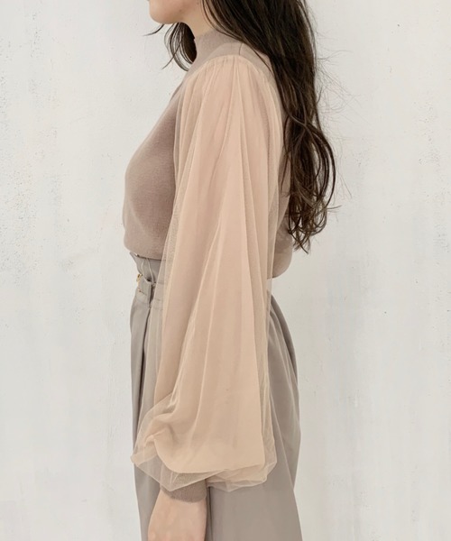 EPIMI E'PIMMY（エピミエピミー）の「チュールスリーブ×モックネックニット（ニット/セーター・レディース・アイボリー/オフホワイト/ピンクベージュ・MEDIUM）」の15枚目の写真