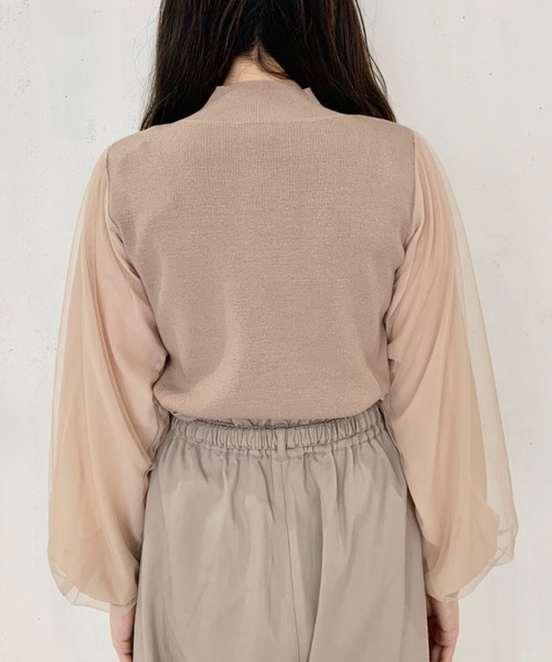 EPIMI E'PIMMY（エピミエピミー）の「チュールスリーブ×モックネックニット（ニット/セーター・レディース・アイボリー/オフホワイト/ピンクベージュ・MEDIUM）」の14枚目の写真