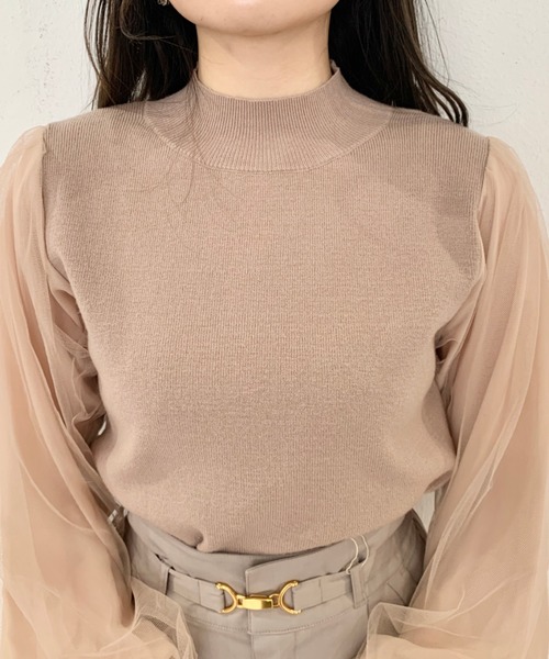 EPIMI E'PIMMY（エピミエピミー）の「チュールスリーブ×モックネックニット（ニット/セーター・レディース・アイボリー/オフホワイト/ピンクベージュ・MEDIUM）」の13枚目の写真