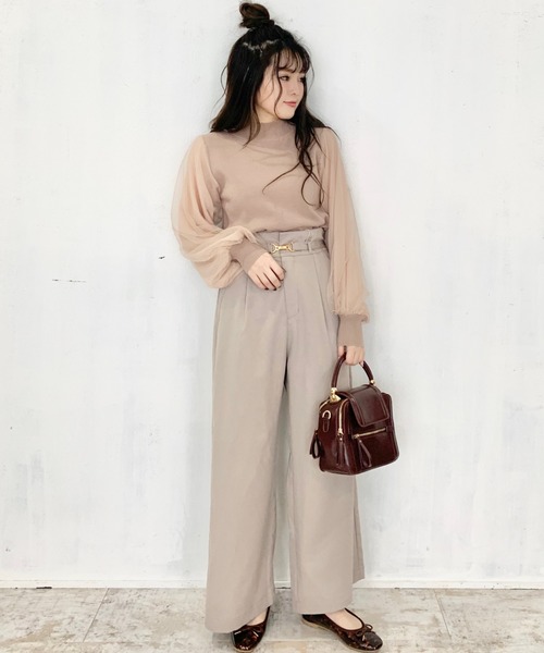 EPIMI E'PIMMY（エピミエピミー）の「チュールスリーブ×モックネックニット（ニット/セーター・レディース・アイボリー/オフホワイト/ピンクベージュ・MEDIUM）」の16枚目の写真